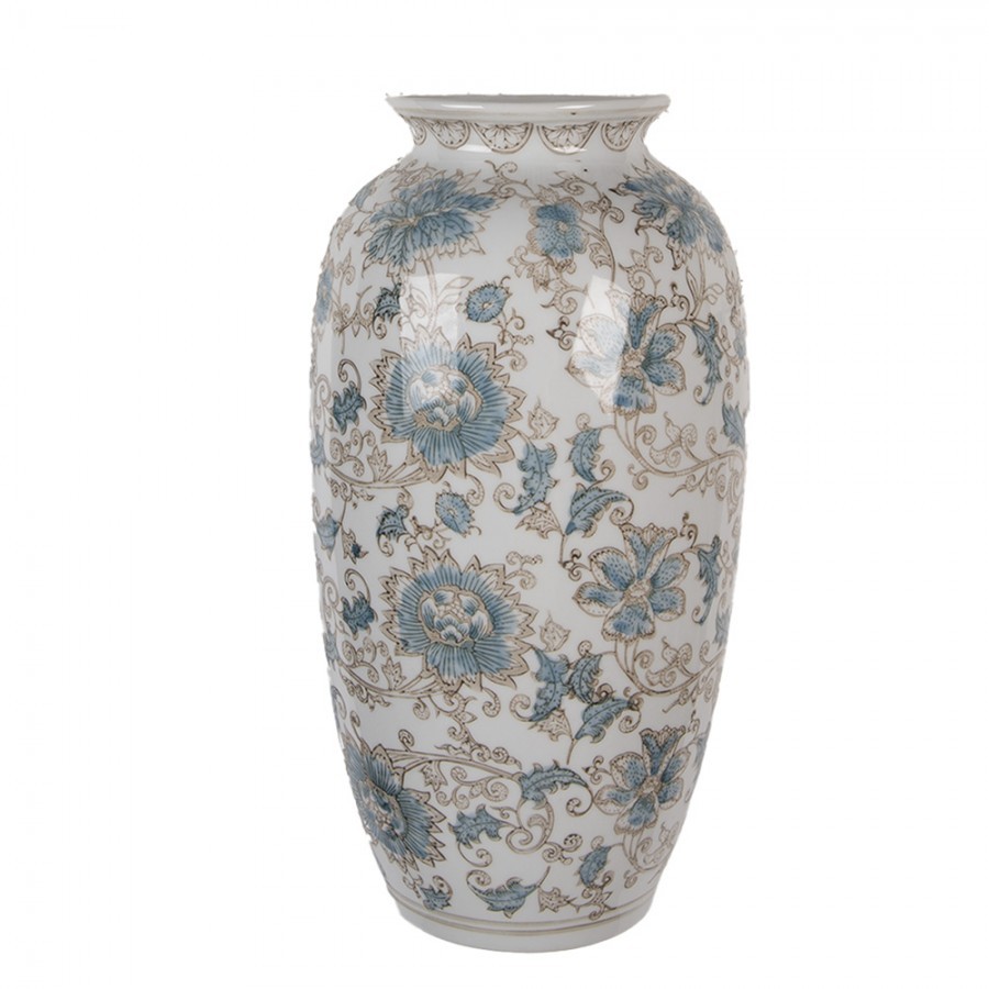 Porcelánová váza s modrými květy Vintage Unique - 19*10*38 cm
