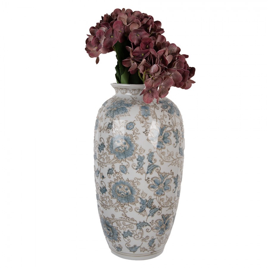 Porcelánová váza s modrými květy Vintage Unique - 19*10*38 cm