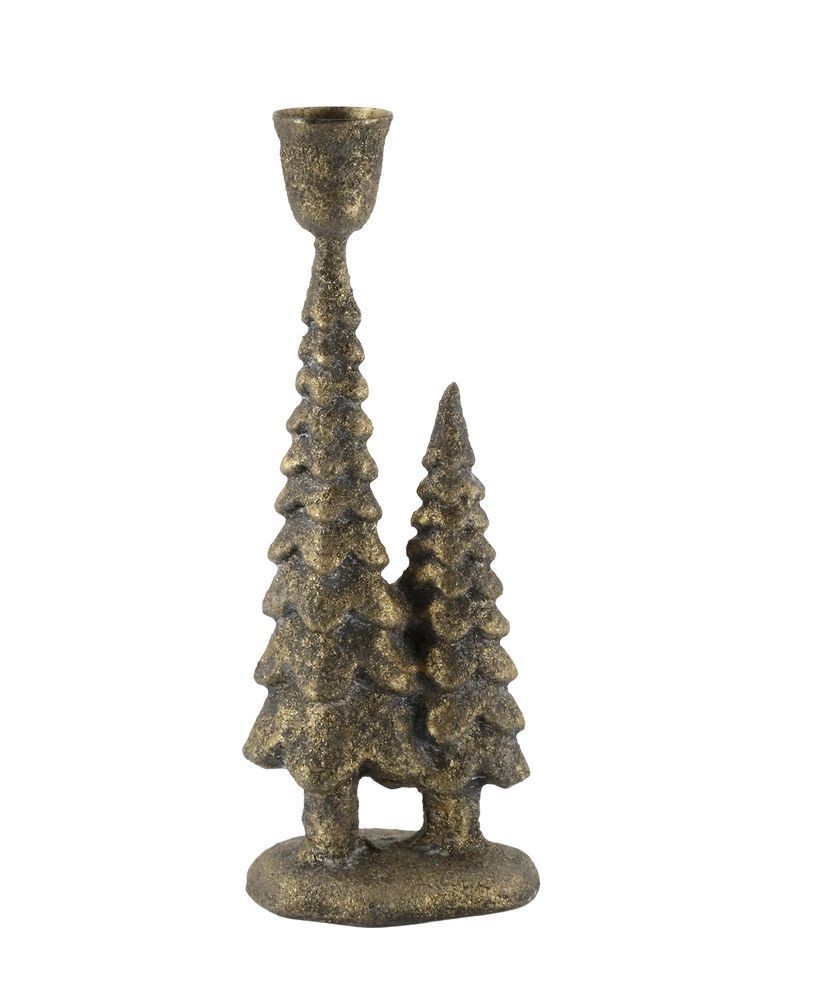 Mosazný antik kovový svícen se stromky Cannie - 7*5*20 cm