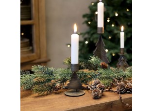 Mosazný antik kovový svícen na úzkou svíčku stromek Cannie - 6*8,5cm