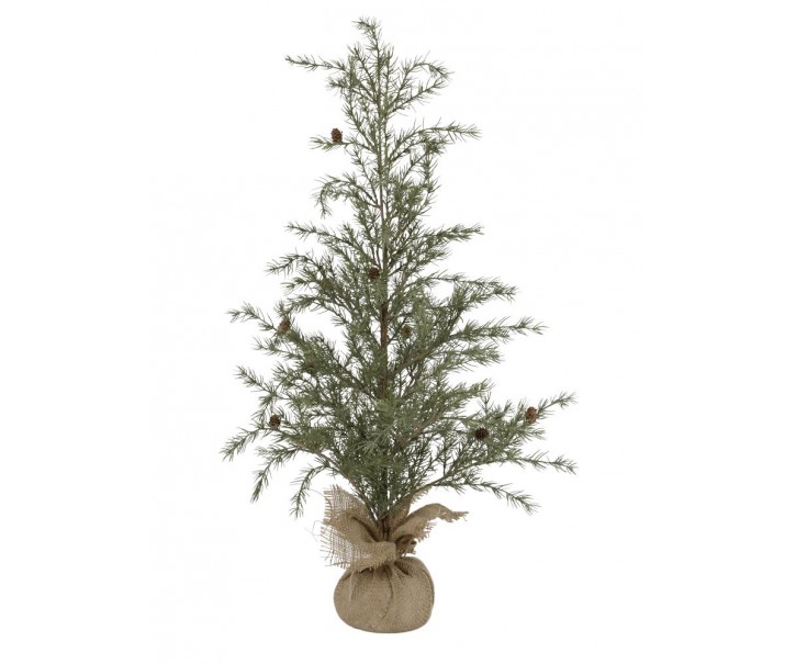 Zelený vánoční borovicový stromek v jutě a se šiškami Pine Tree - 60 cm Chic Antique
