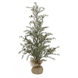 Zelený vánoční borovicový stromek v jutě a se šiškami Pine Tree - 90 cm