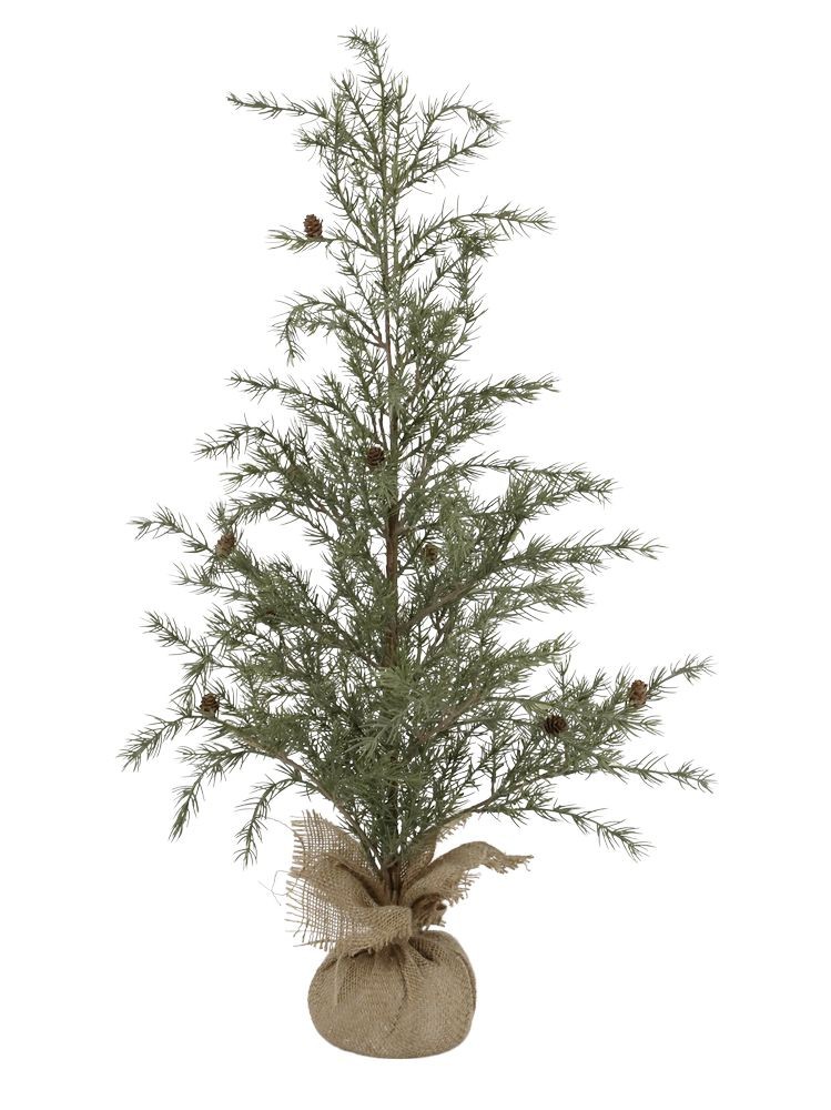 Zelený vánoční borovicový stromek v jutě a se šiškami Pine Tree - 60 cm