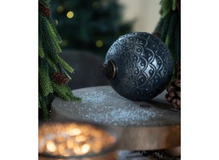 Granitová antik skleněná vánoční ozdoba koule Noirre - Ø 10*10 cm 