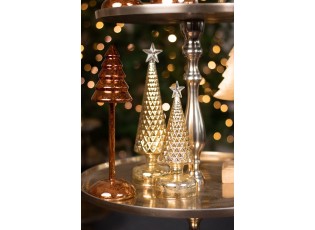 Zlatý svítící skleněný vánoční stromek Led M - Ø 8*26 cm