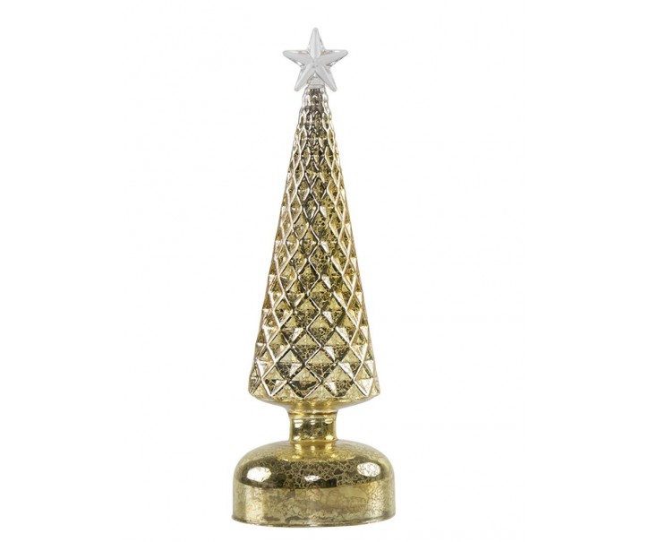 Zlatý svítící skleněný vánoční stromek Led M - Ø 8*26 cm Mars & More 