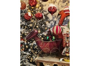 Červené dekorativní kovové sáně ve stylu soba - 46*20*43 cm