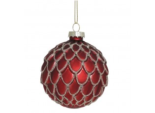 Červená skleněná vánoční ozdoba koule Chic - Ø 8 cm