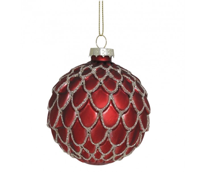 Červená skleněná vánoční ozdoba koule Chic - Ø 8 cm Chic Antique