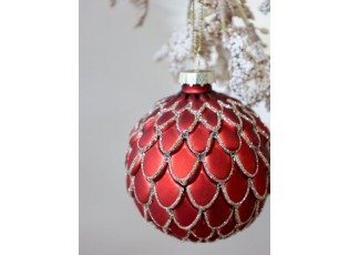 Červená skleněná vánoční ozdoba koule Chic - Ø 8 cm