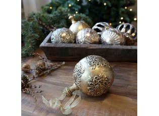 Mosazná antik vánoční ozdoba koule Mossier - Ø 10 * 15 cm