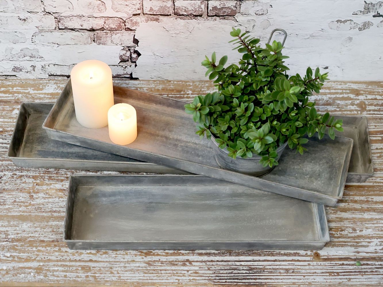 3ks plechový antik dlouhý podnos Old French - 62*13*3/ 52*13*3/ 42*13*3 cm Chic Antique 3ks plechový antik dlouhý podnos Old French - 62*13*3/ 52*13*3/ 42*13*3 cm Chic Antique