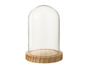 Přírodní dřevěný podnos se skleněným poklopem Bell Jar S - Ø 11*16 cm