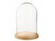 Přírodní dřevěný podnos se skleněným poklopem Bell Jar M - Ø 17,5*26 cm J-Line by Jolipa