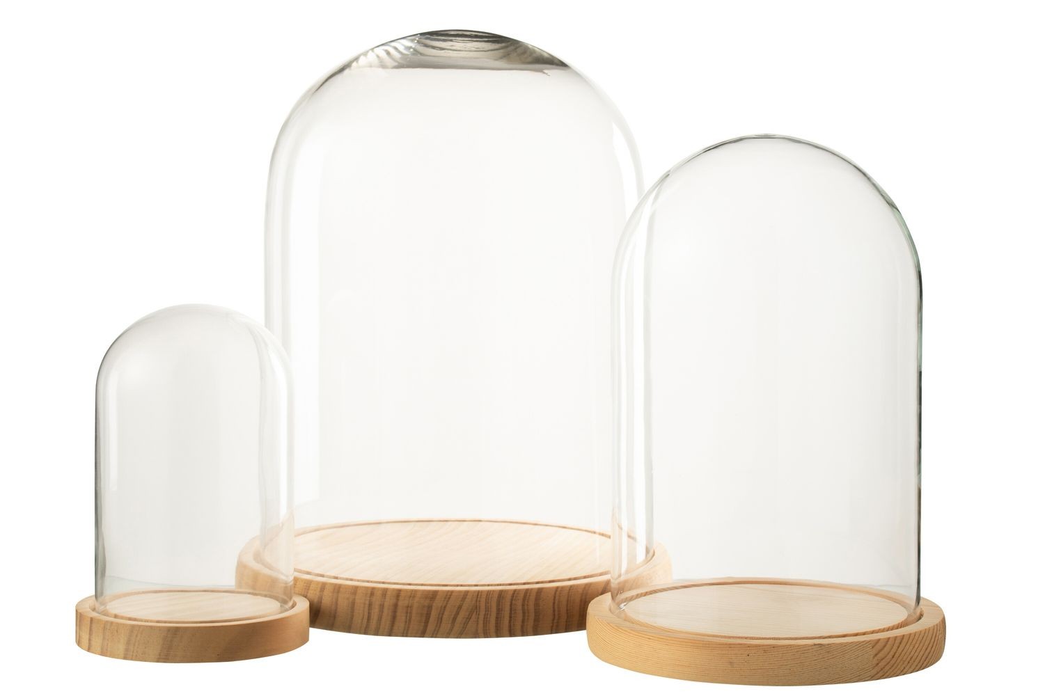 Přírodní dřevěný podnos se skleněným poklopem Bell Jar L - Ø 23*29 cm