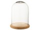 Přírodní dřevěný podnos se skleněným poklopem Bell Jar L - Ø 23*29 cm J-Line by Jolipa