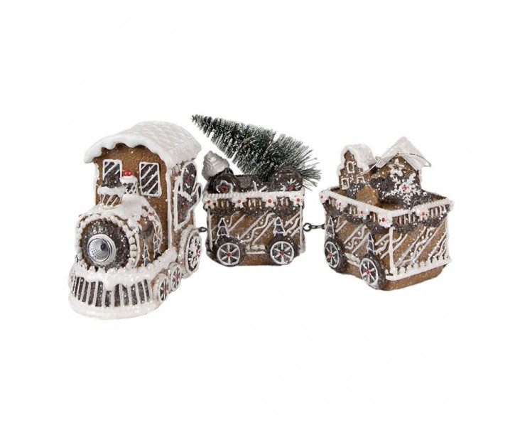 Vánoční perníkový vláček s Led světýlky Gingerbread Train - 18*18*16cm/ 3*AA Clayre & Eef