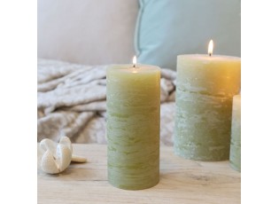 Mechová široká svíčka Macon Rustic moss - Ø 7*15cm/ 60h