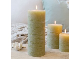 Mechová široká svíčka Macon Rustic moss - Ø 10*25 cm/ 150 h