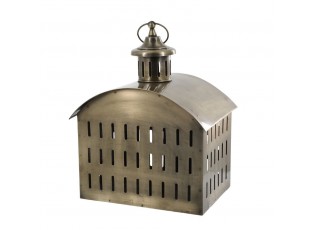 Mosazná antik kovová lucerna ve tvaru domku Taello - 22*17*28 cm