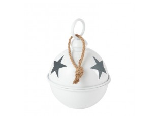 Bílá závěsná kovová ozdoba rolnička Baub Xmas S - Ø 16*26 cm