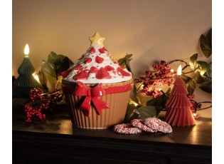 Hnědá keramická dóza s mašlí Cupcake - 18*16*20 cm