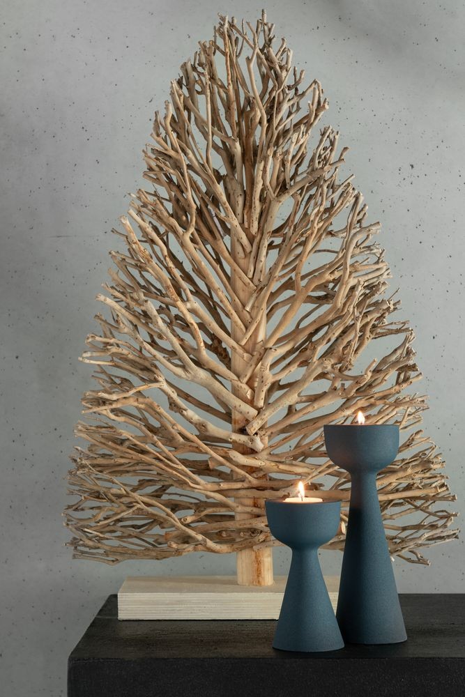 Bílý dřevěný strom na noze Teatree Wood White - 45*15*70 cm