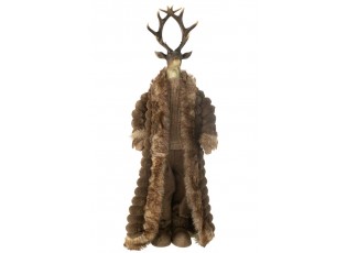 Hnědá dekorace stojící jelen v kožíšku Deer - 32*21*92 cm