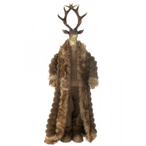 Hnědá dekorace stojící jelen v kožíšku Deer - 32*21*92 cm