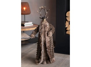 Hnědá dekorace stojící jelen v kožíšku Deer - 32*21*92 cm