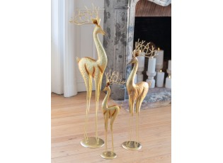 Zlatá kovová dekorace jelen Deer - 19*13*71 cm