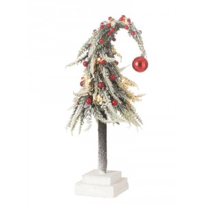Vánoční zasněžený strom s Led světýlky Xmas - 15*45 cm