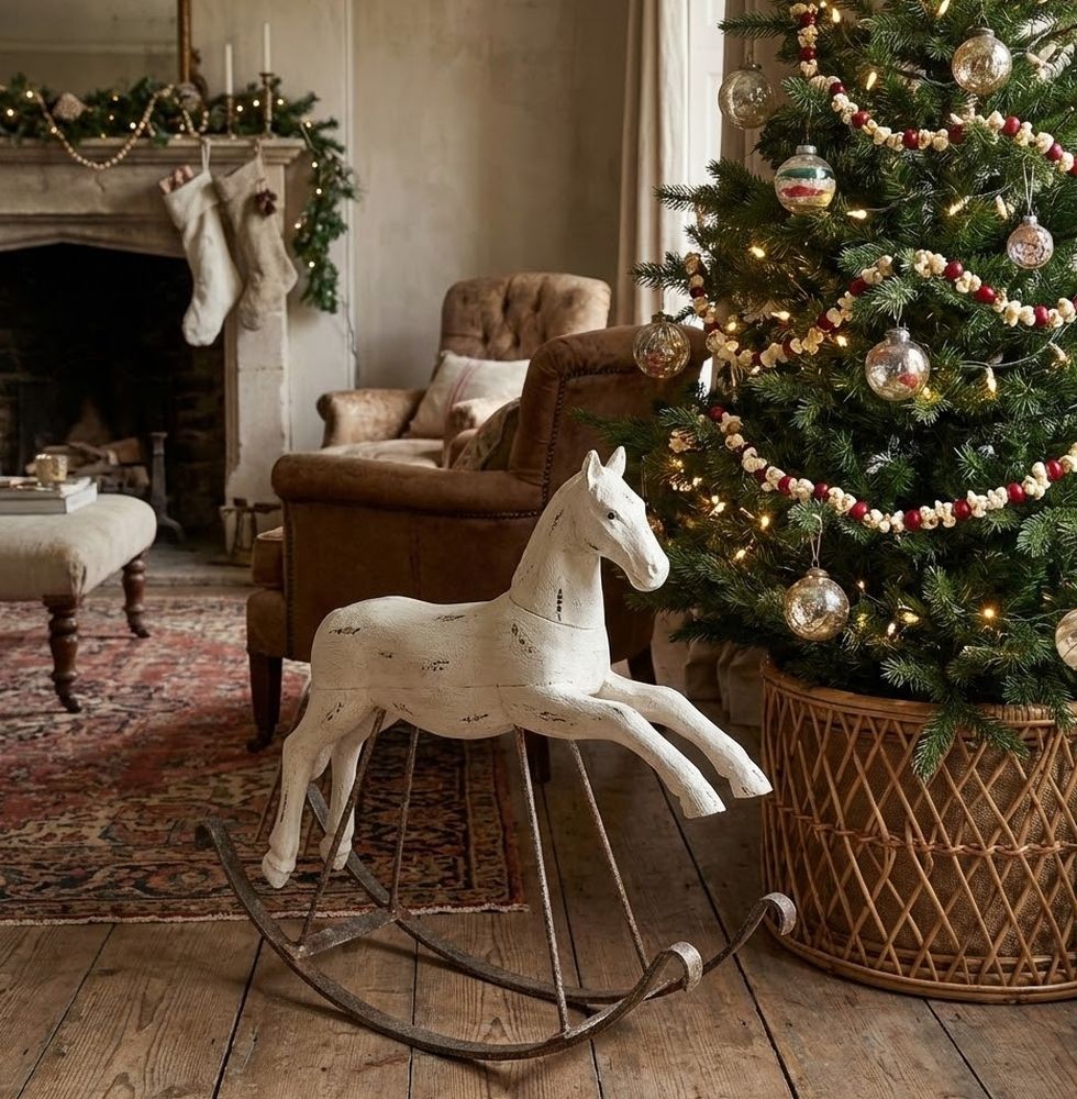 Béžový antik dekorační houpací kůň Rocking Horse - 61*15*51cm