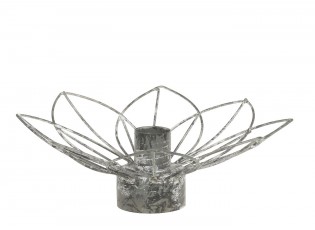 Zinkový antik kovový svícen na úzkou svíčku květina Flia - Ø 15*7cm