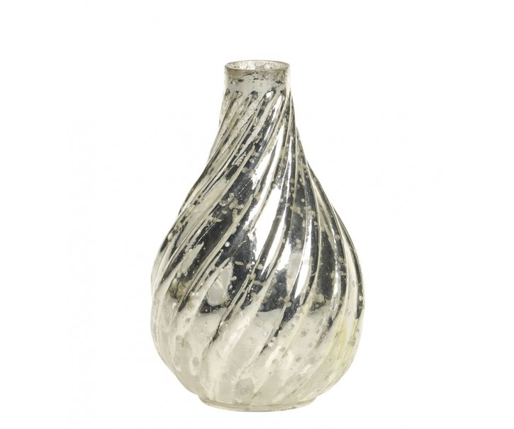 Rtuťová antik skleněná dekorační vázička Vallia - Ø 7*11 cm Chic Antique