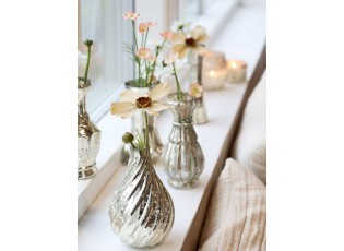 Rtuťová antik skleněná dekorační vázička Vallia - Ø 7*11 cm