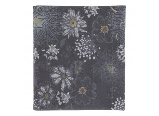 Tmavě šedý bavlněný ubrus s květy Aix Wild Flowers - 140*240 cm