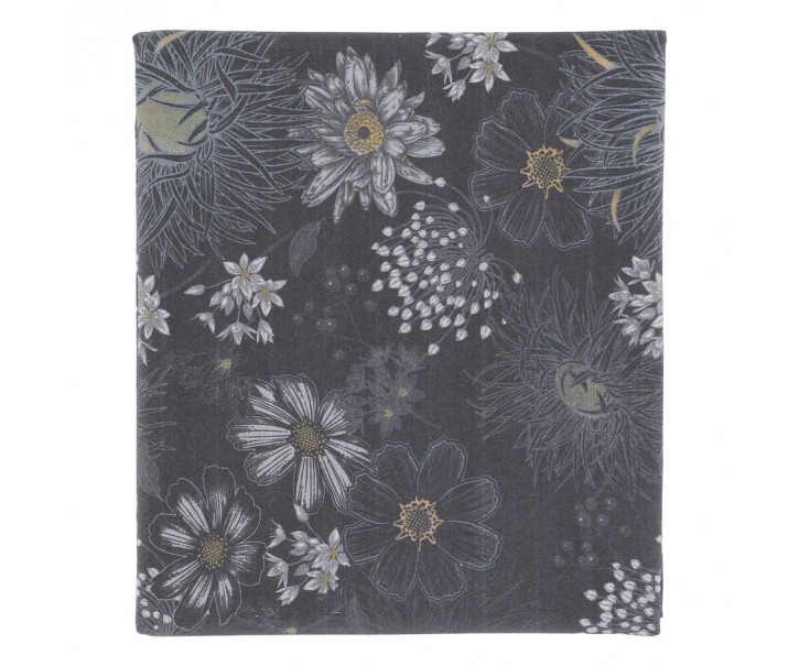 Šedý bavlněný ubrus s květy Aix Wild Flowers - 140*240 cm Chic Antique