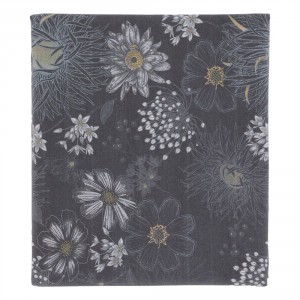 Tmavě šedý bavlněný ubrus s květy Aix Wild Flowers - 140*240 cm