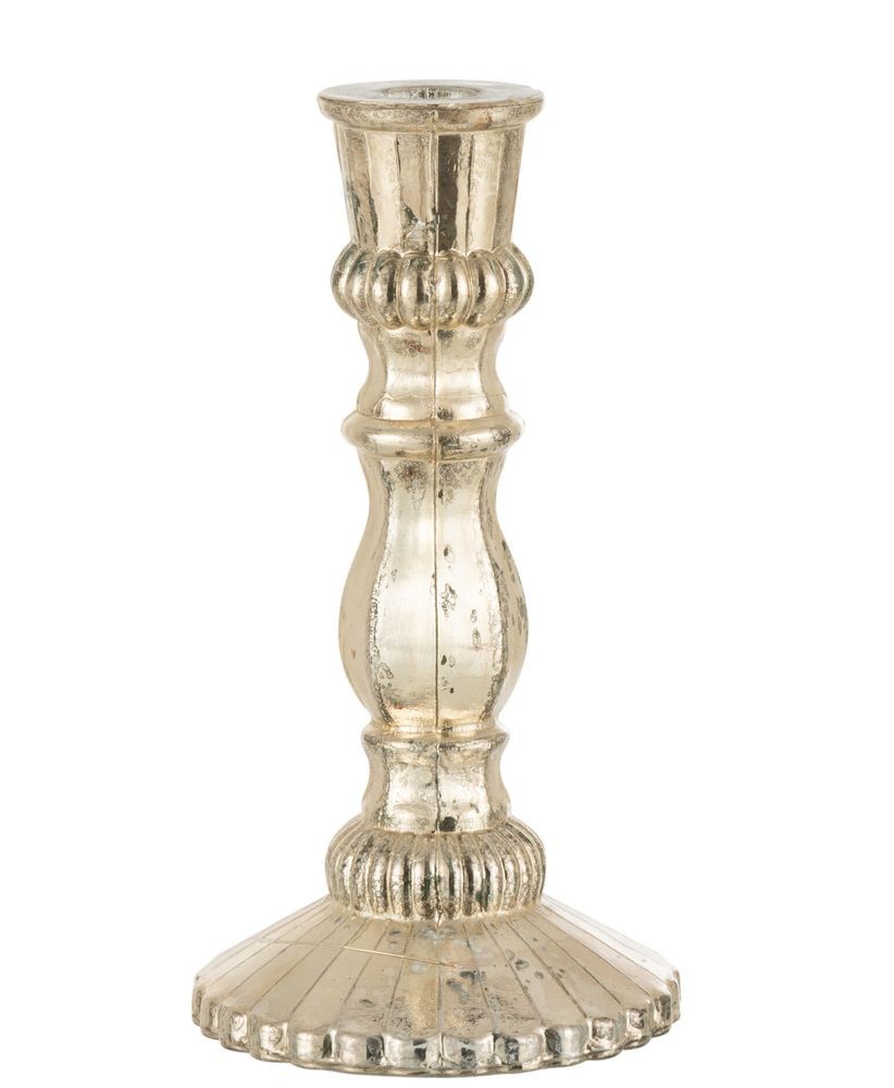 Stříbrný antik skleněný svícen Vintage Chantal L - Ø 12*23 cm