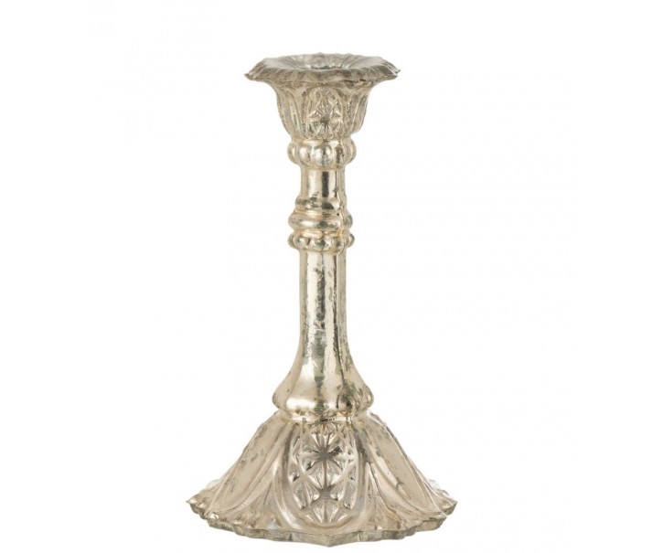 Stříbrný antik skleněný svícen Vintage Chantal M - Ø 10*17 cm J-Line by Jolipa