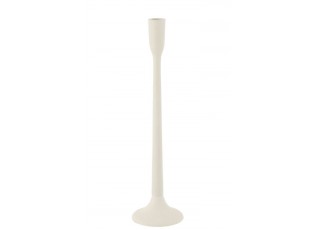 Bílý antik kovový svícen na úzkou svíčku Leo Matt L - Ø 10*41 cm