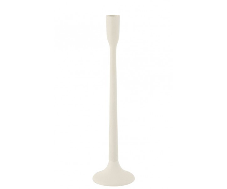 Bílý antik kovový svícen na úzkou svíčku Leo Matt L - Ø 10*41 cm J-Line by Jolipa