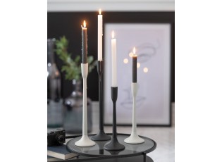 Bílý antik kovový svícen na úzkou svíčku Leo Matt L - Ø 10*41 cm