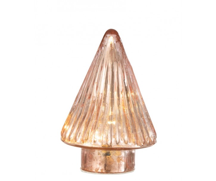 Růžový svítící skleněný stromek Tree Led - Ø 9*12 cm J-Line by Jolipa