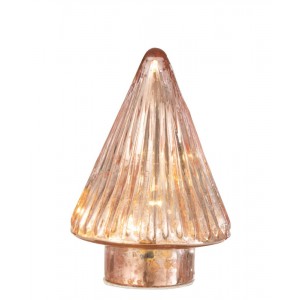 Růžový svítící skleněný stromek Tree Led - Ø 9*12 cm
