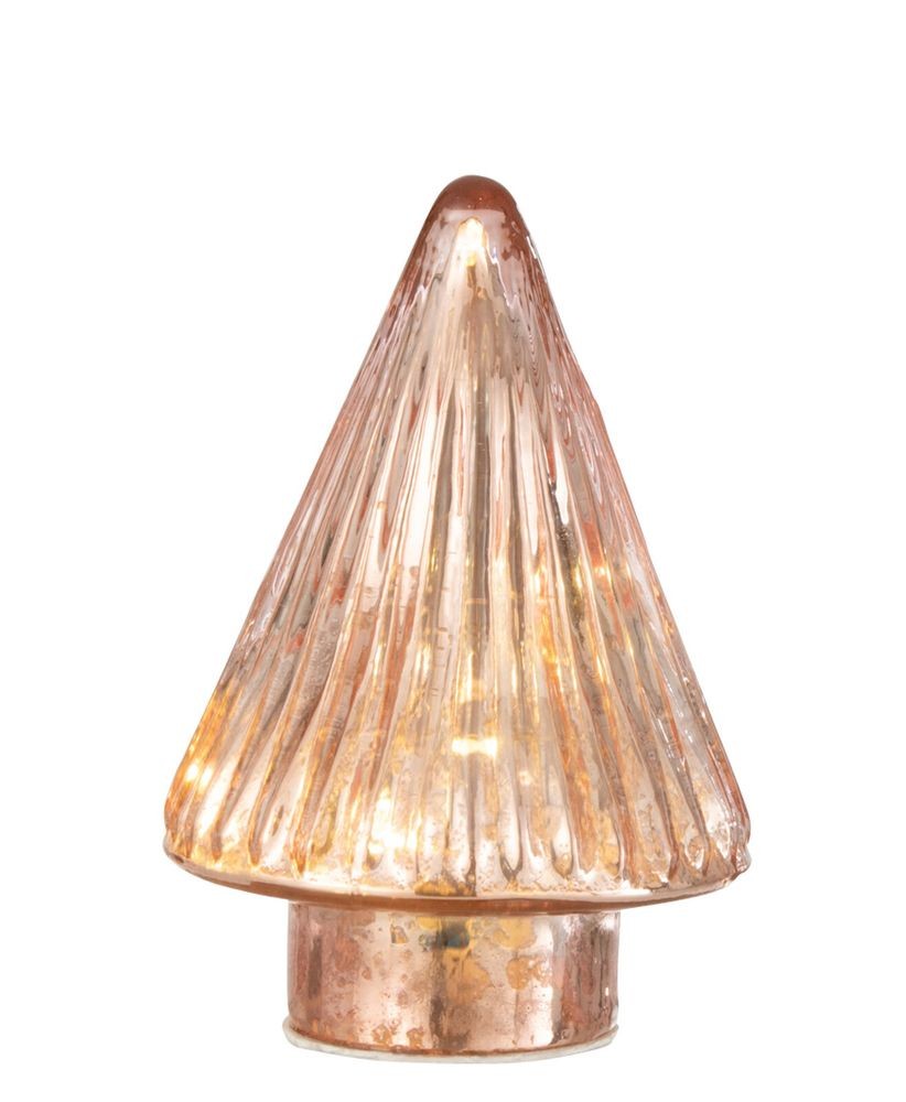 Levně Růžový svítící skleněný stromek Tree Led S - Ø 9*12 cm 26743