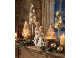 Růžový svítící skleněný stromek Tree Led S - Ø 9*12 cm