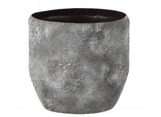 Šedý veliký kovový obal na květináč Rough - Ø 40*37 cm