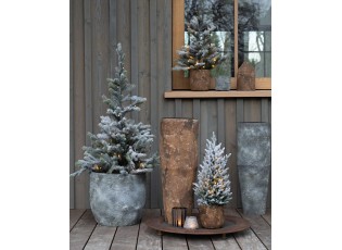 Šedý veliký kovový obal na květináč Rough - Ø 40*37 cm